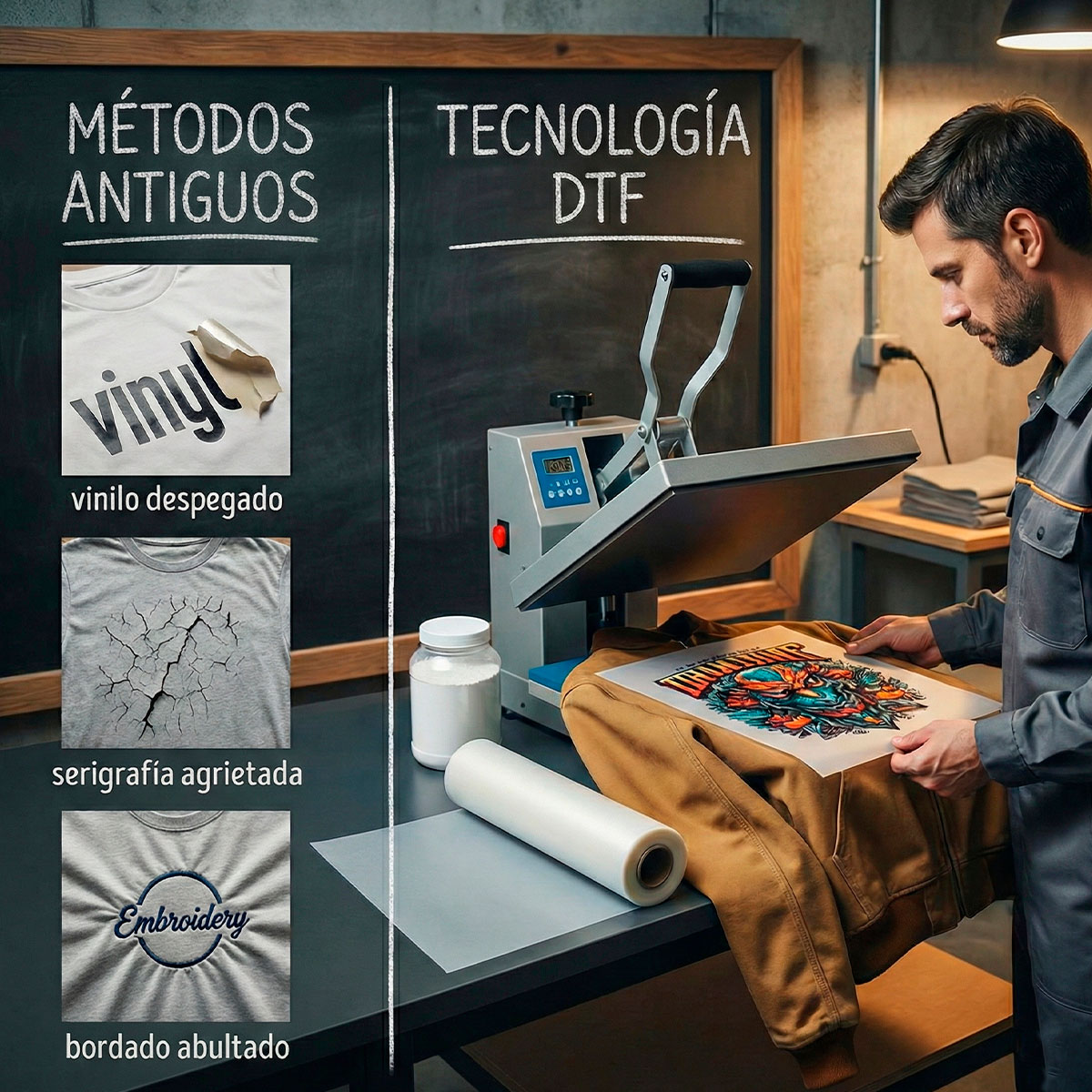 Comparativa calidad precio DTF vs bordado y serigrafía para ropa de trabajo
