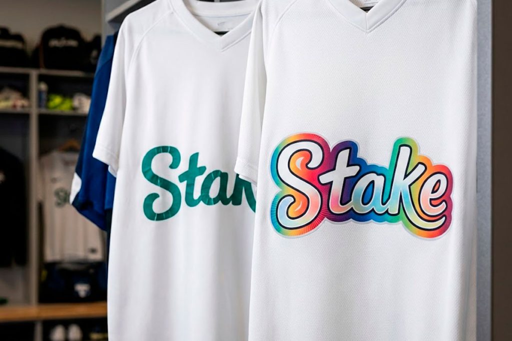 Camisetas deportivas con estampados de logotipos de auspiciadores a todo color y degradados mediante tecnología DTF