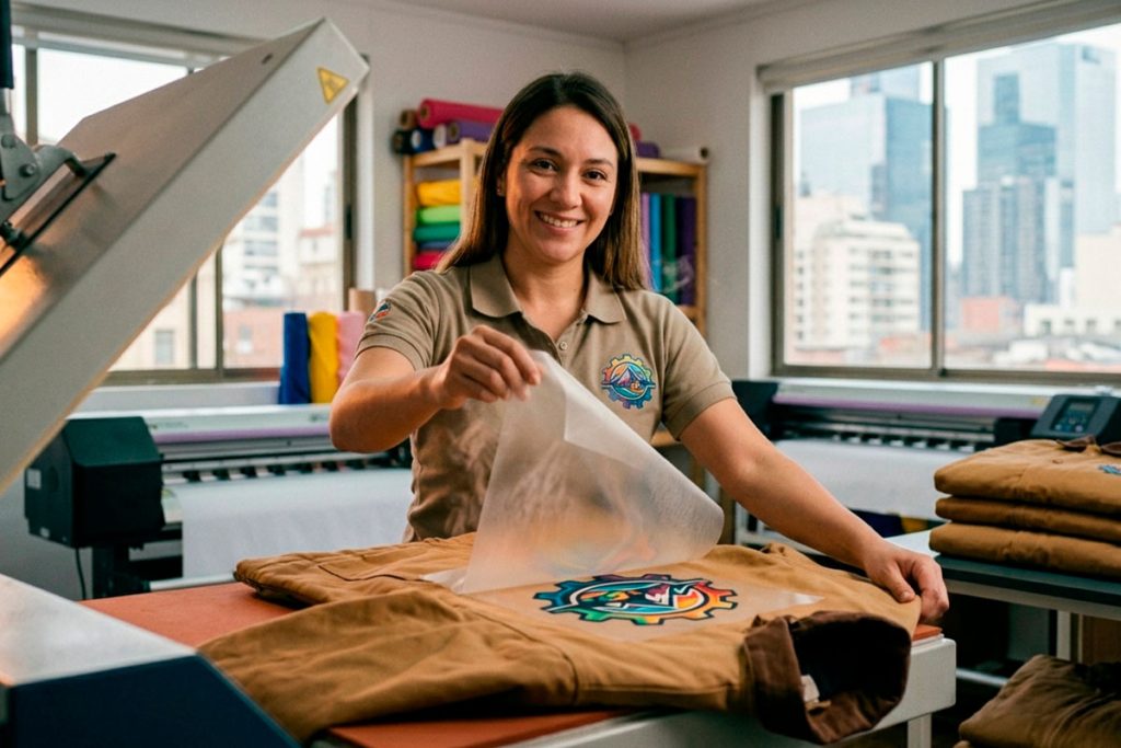 Marcado de ropa de trabajo industrial con tecnología Hot Peel